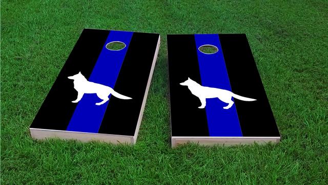 American Blue Line K9 Themed Custom Cornhole Board Design