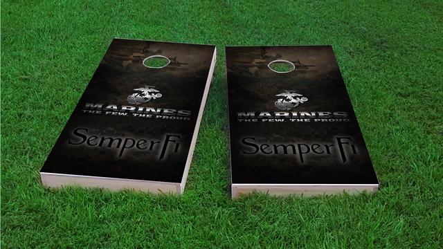 USMC Semper Fi Themed Custom Cornhole Board Design