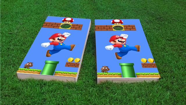 Super Mario Brother - Mario Themed Custom Cornhole Board Design