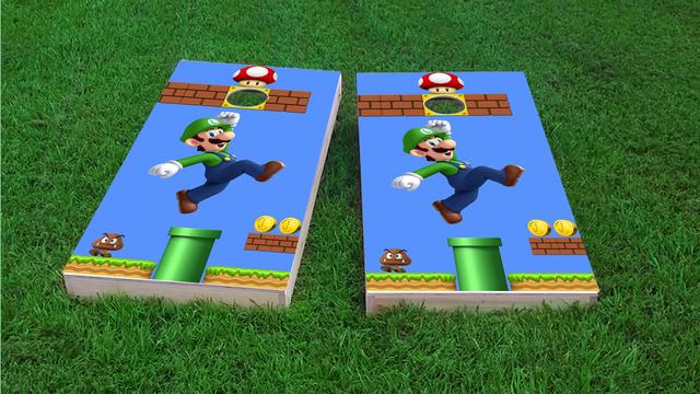 Super Mario Brother - Luigi Themed Custom Cornhole Board Design