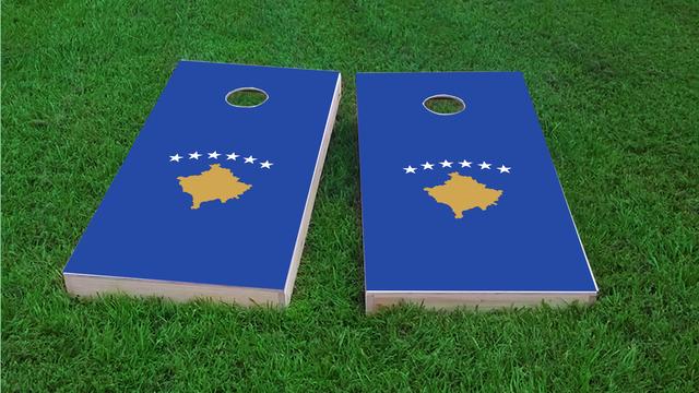 Kosovo National Flag Themed Custom Cornhole Board Design