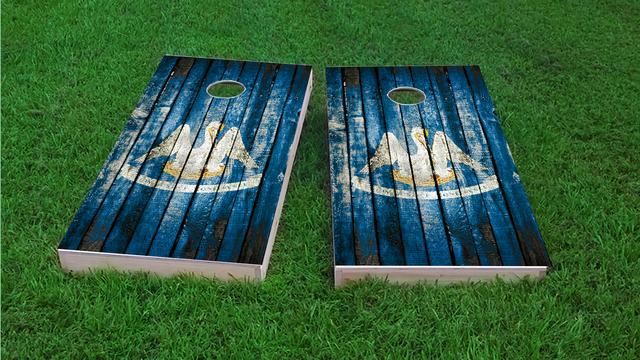 Distressed Wood Flag (Louisiana) Themed Custom Cornhole Board Design