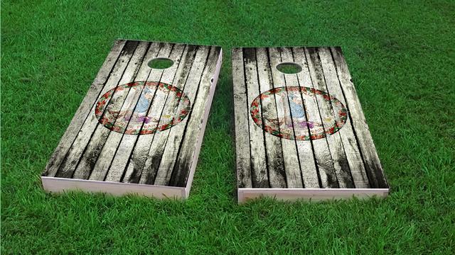 Distressed Wood Flag (Virginia) Themed Custom Cornhole Board Design