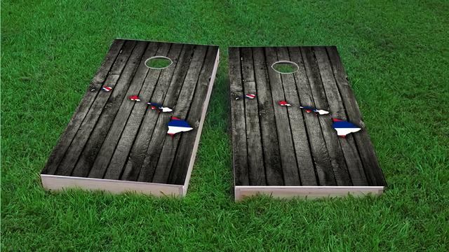 Wood Slate State Flag & Map (Hawaii) Themed Custom Cornhole Board Design