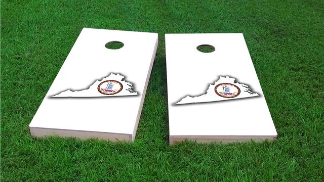 Virginia State Flag Outline (White Background) Themed Custom Cornhole Board Design