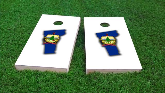 Vermont State Flag Outline (White Background) Themed Custom Cornhole Board Design