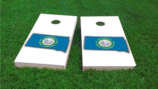 South Dakota State Flag Outline (White Background) Themed Custom Cornhole Board Design