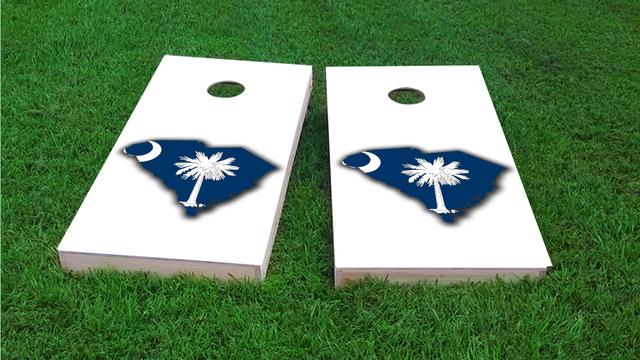 South Carolina State Flag Outline (White Background)  Themed Custom Cornhole Board Design