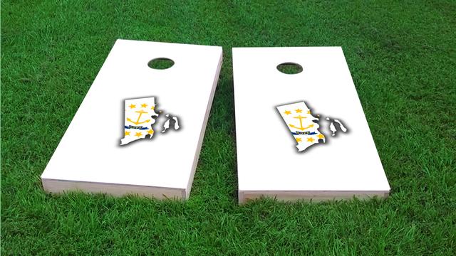 Rhode Island State Flag Outline (White Background) Themed Custom Cornhole Board Design