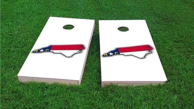 North Carolina State Flag Outline (White Background) Themed Custom Cornhole Board Design