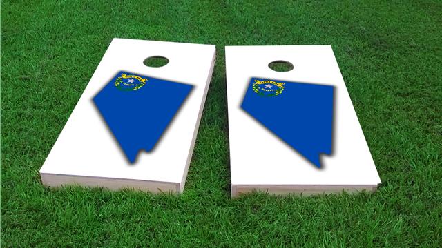 Nevada State Flag Outline (White Background) Themed Custom Cornhole Board Design