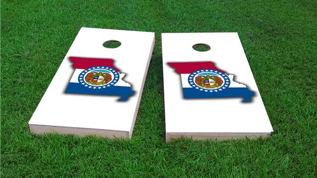 Missouri State Flag Outline (White Background) Themed Custom Cornhole Board Design