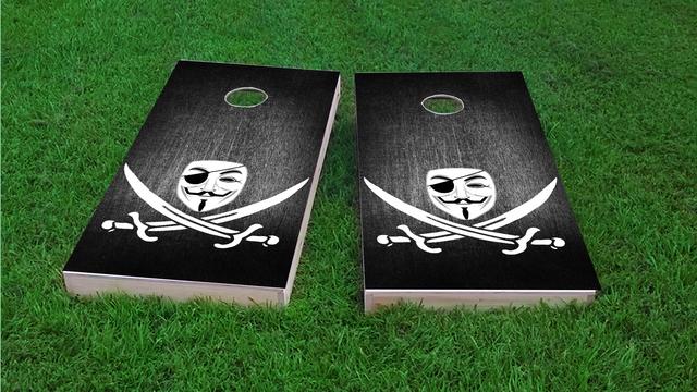 Anonymous Piracy Themed Custom Cornhole Board Design
