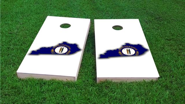 Kentucky State Flag Outline (White Background) Themed Custom Cornhole Board Design