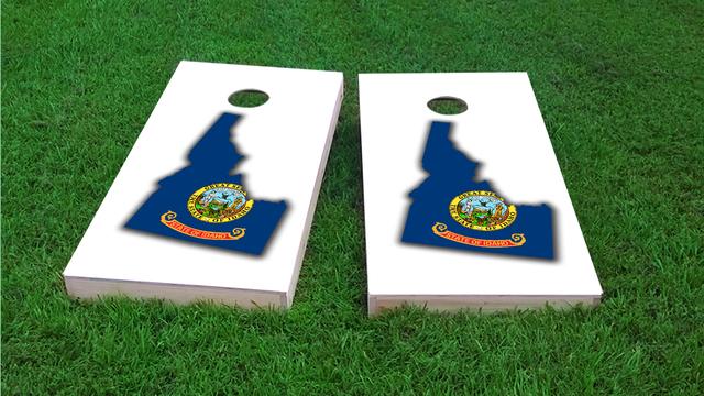 Idaho State Flag Outline (White Background) Themed Custom Cornhole Board Design