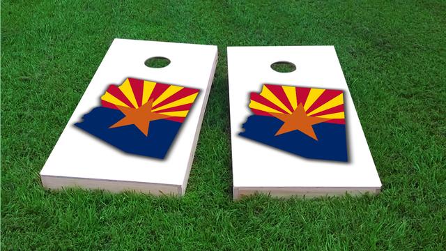 Arizona State Flag Outline (White Background) Themed Custom Cornhole Board Design