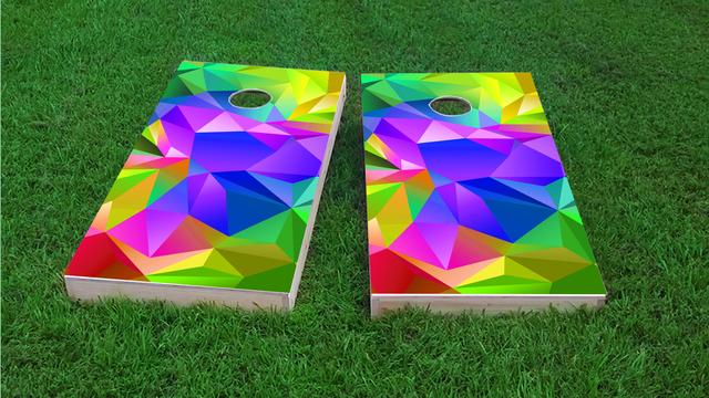 Multi Colored Prism Background Themed Custom Cornhole Board Design