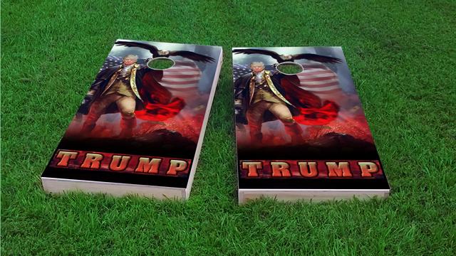 Patriotic Trump Revere Eagle Background Themed Custom Cornhole Board Design