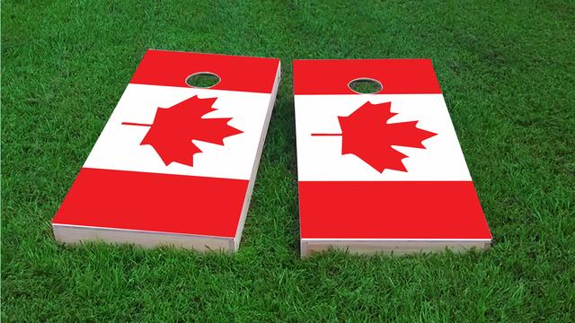 Canadian (Canada)National Flag Themed Custom Cornhole Board Design