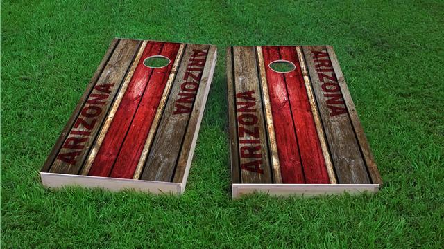 Woodslat Worn Arizona Football Themed Custom Cornhole Board Design