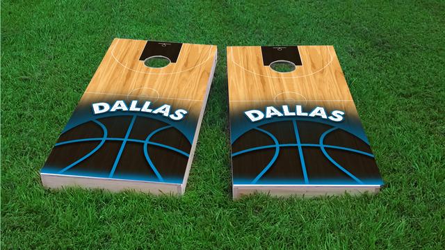 Basketball Dallas Themed Custom Cornhole Board Design