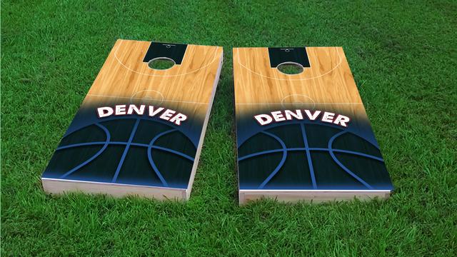 Basketball Denver Themed Custom Cornhole Board Design