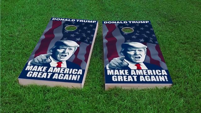 President of the United States Donald Trump Themed Custom Cornhole Board Design
