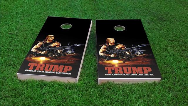 President Trump Rambo Themed Custom Cornhole Board Design