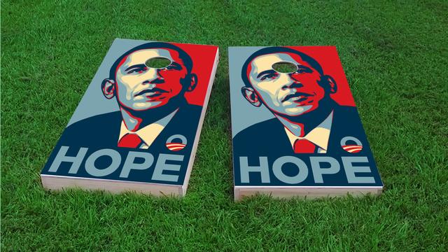Obama Hope Themed Custom Cornhole Board Design
