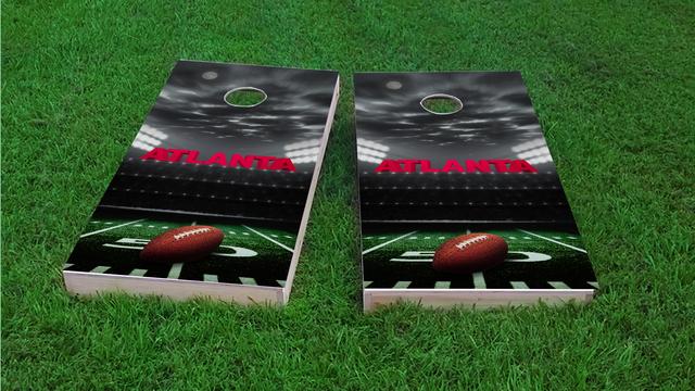 Atlanta Football Themed Custom Cornhole Board Design