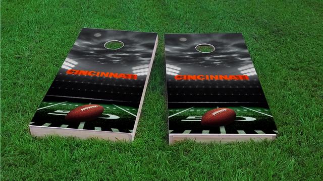 Cincinnati Football Themed Custom Cornhole Board Design