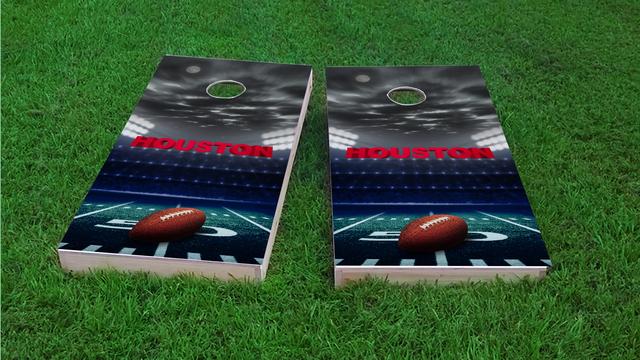 Houston Football Themed Custom Cornhole Board Design