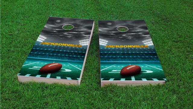 Jacksonville Football Themed Custom Cornhole Board Design