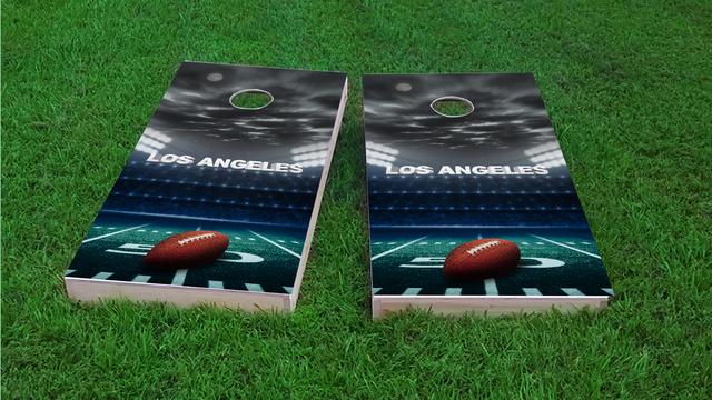 Los Angeles 1 Football Themed Custom Cornhole Board Design