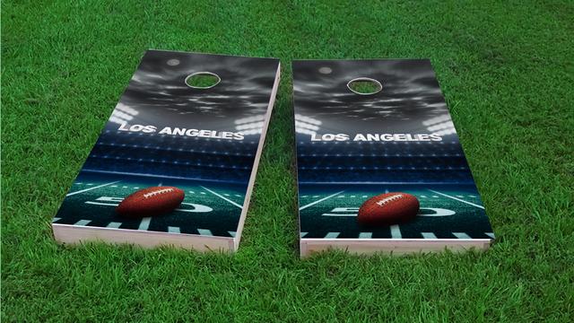 Los Angeles 1 Football Themed Custom Cornhole Board Design