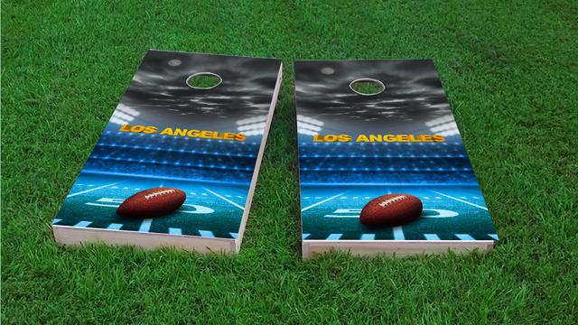 Los Angeles 2 Football Themed Custom Cornhole Board Design