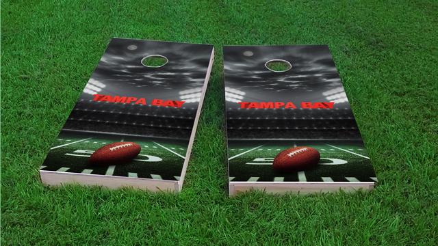 Tampa Bay Football Themed Custom Cornhole Board Design