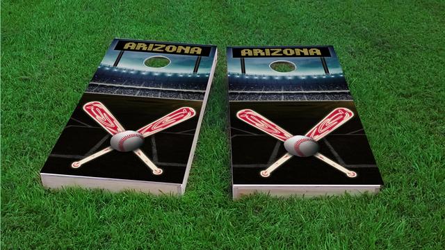 Arizona Baseball Themed Custom Cornhole Board Design