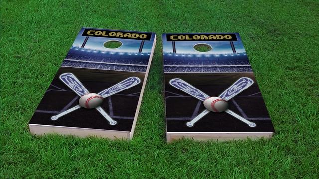 Colorado Baseball Themed Custom Cornhole Board Design