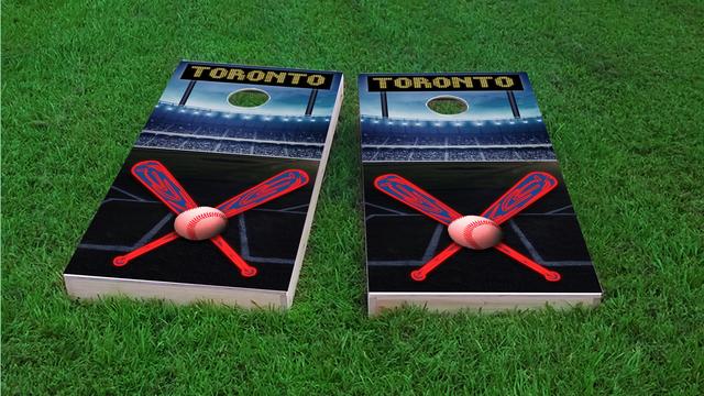 Toronto Baseball Themed Custom Cornhole Board Design