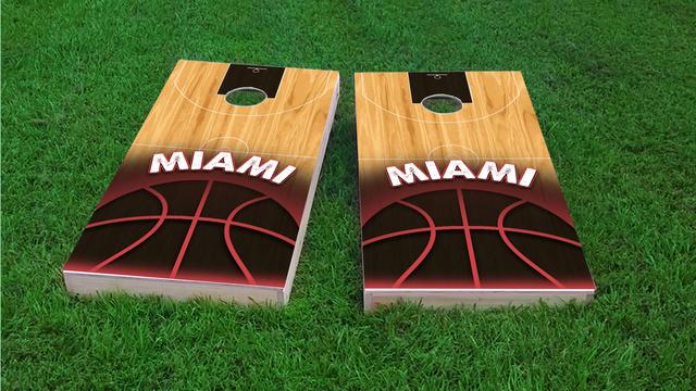 Basketball Miami Themed Custom Cornhole Board Design