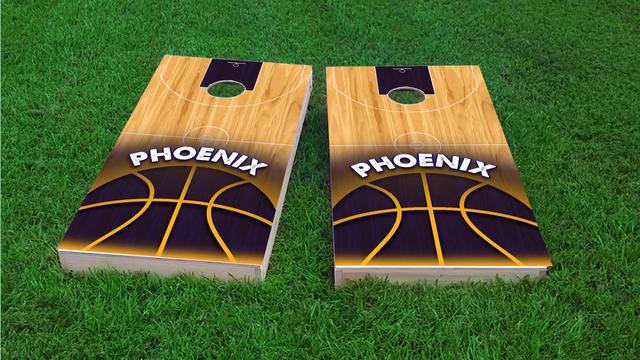 Basketball Phoenix Themed Custom Cornhole Board Design