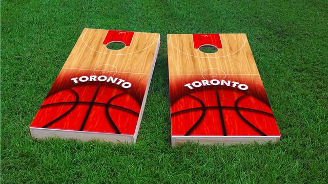 Basketball Toronto Themed Custom Cornhole Board Design