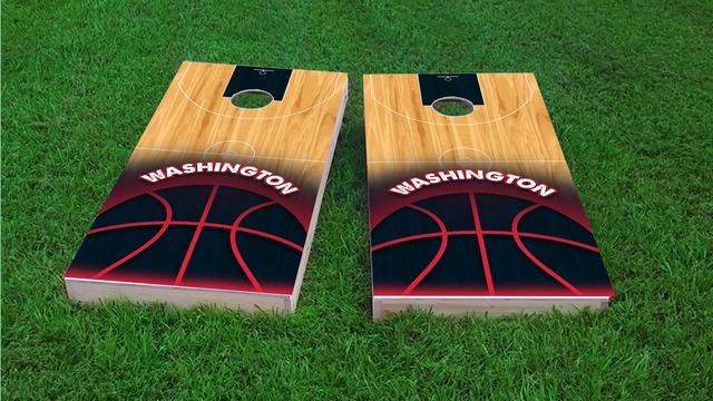 Basketball Washington Themed Custom Cornhole Board Design