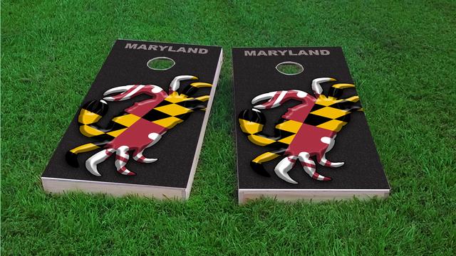 Maryland Crab Flag Themed Custom Cornhole Board Design