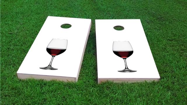 His Hers Wine Themed Custom Cornhole Board Design