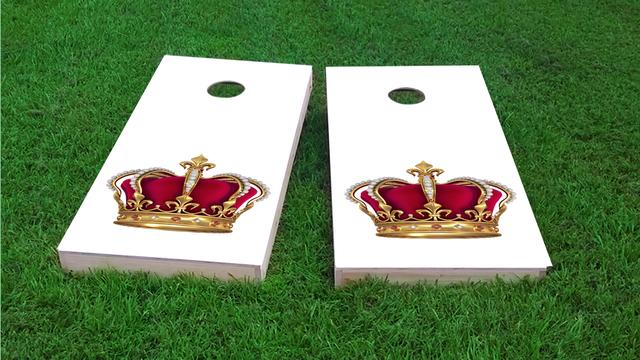 King Queen Crown Themed Custom Cornhole Board Design