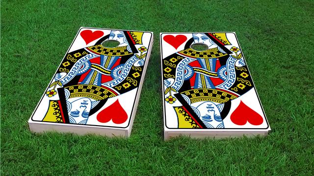 Queen Playing Card Themed Custom Cornhole Board Design