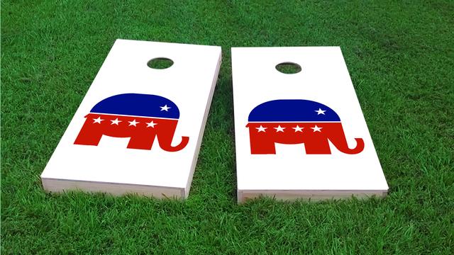 Republican Elephant Themed Custom Cornhole Board Design