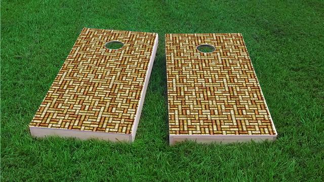 Wine Cork Themed Custom Cornhole Board Design